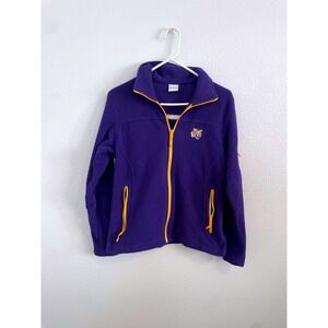 Columbia Women Medium NCAA LSU Tigers Fleece Jacket Purple Yellow Zip Up